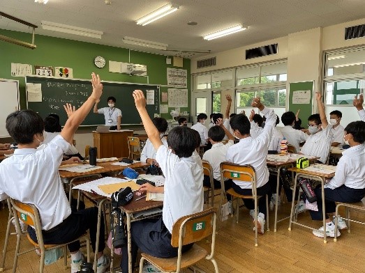 【PICC福岡支部教育支援委員会】福岡市立席田中学校で出前授業を開催しました。